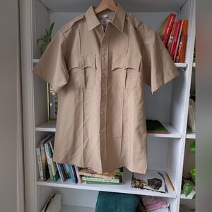First Class Men's Short Sleeve Uniform  Shirt Tan Size Large